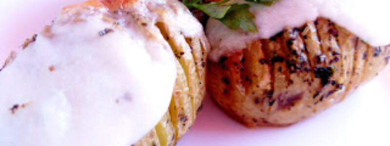 Patatas Hasselback con mozzarella light